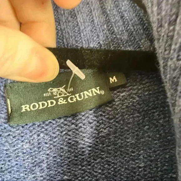 RODD GUNN Sweater Mens Sz M 1/4 Zip Knit Blue Pullover Australian Cotton Luxury - Picture 7 of 12